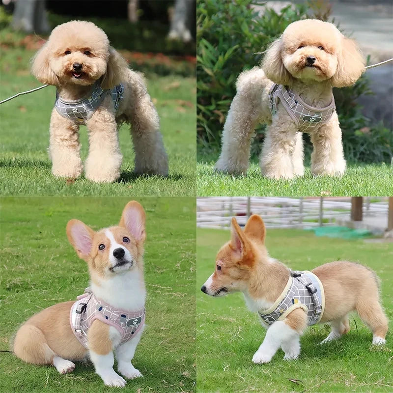 Nylon Puppy Harness Vest With Leash Reflective Breathable For Dogs
