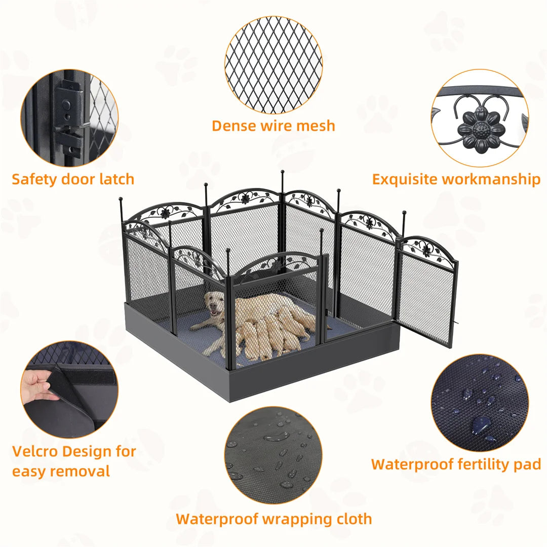 BINGOPAW 8-Panel Heavy Duty Dog Playpen With Waterproof Pad