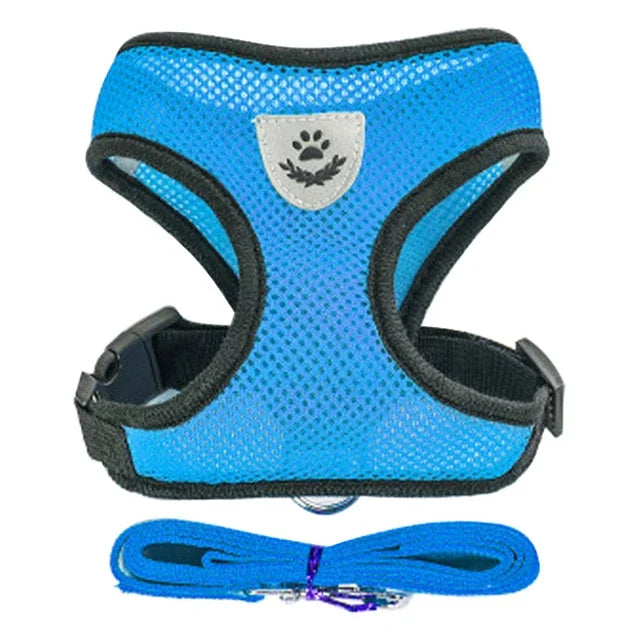 Cat Harness Vest With Leash Adjustable Polyester Mesh Dog Harness