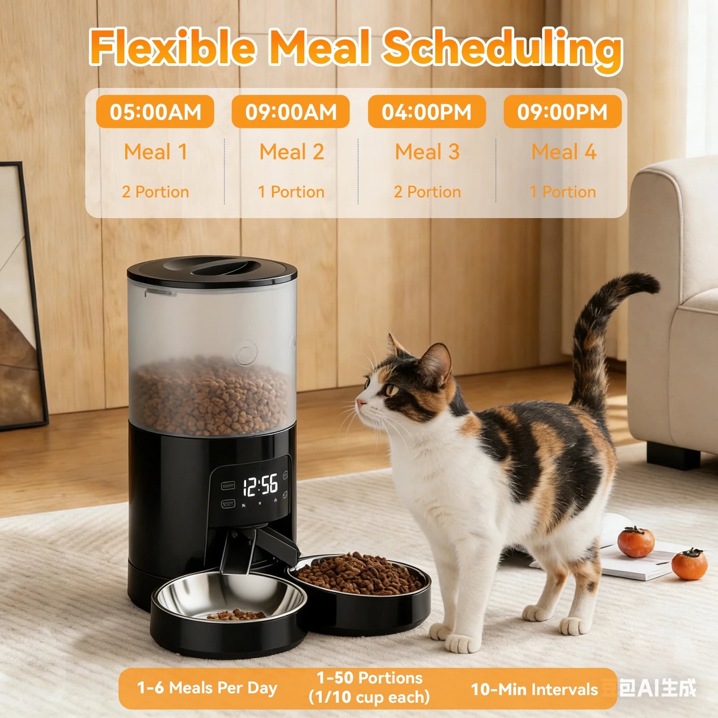 JHK Automatic Pet Feeder With Dual Bowls Timed Dispenser
