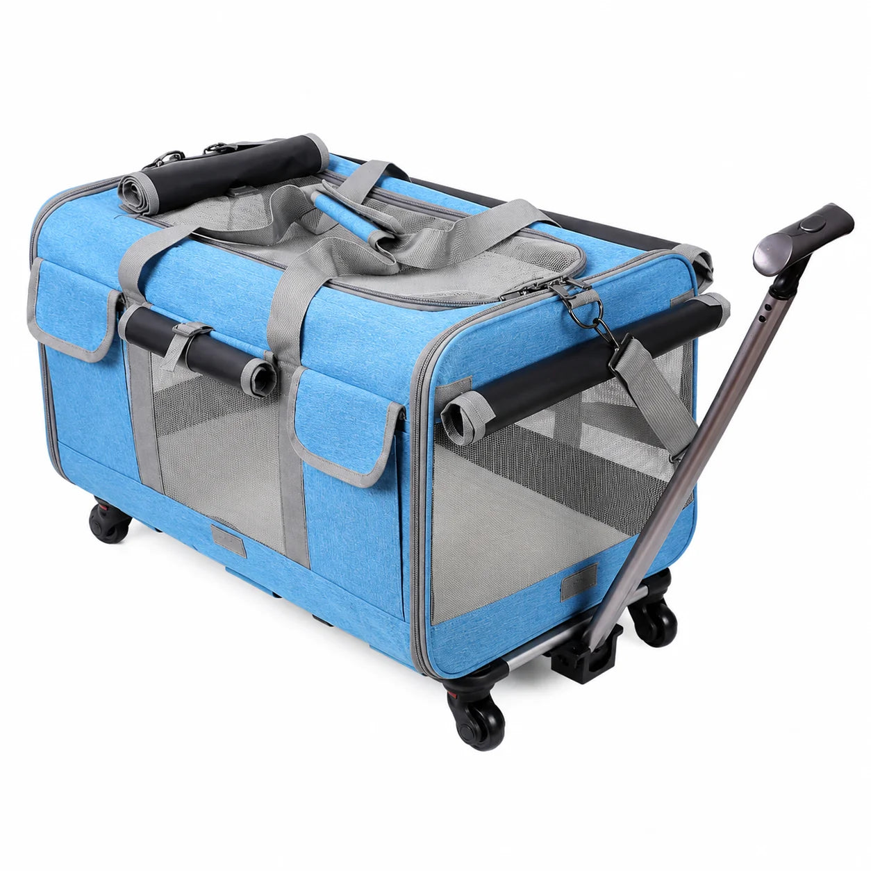 XMSJ Cat And Dog Carrier With Wheels For Travel Detachable Rolling Bag