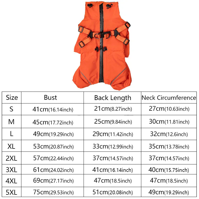 Waterproof Pet Dog Rain Jacket With Harness Windproof Puppy Coat