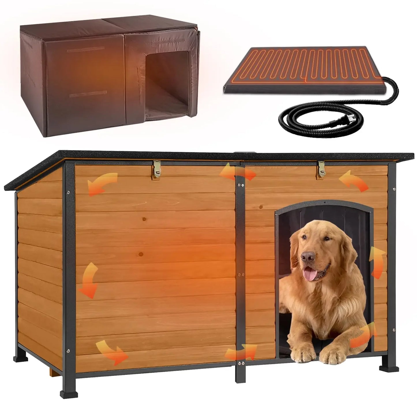 GUTINNEEN Outdoor Heated Dog House With Insulation And Pad