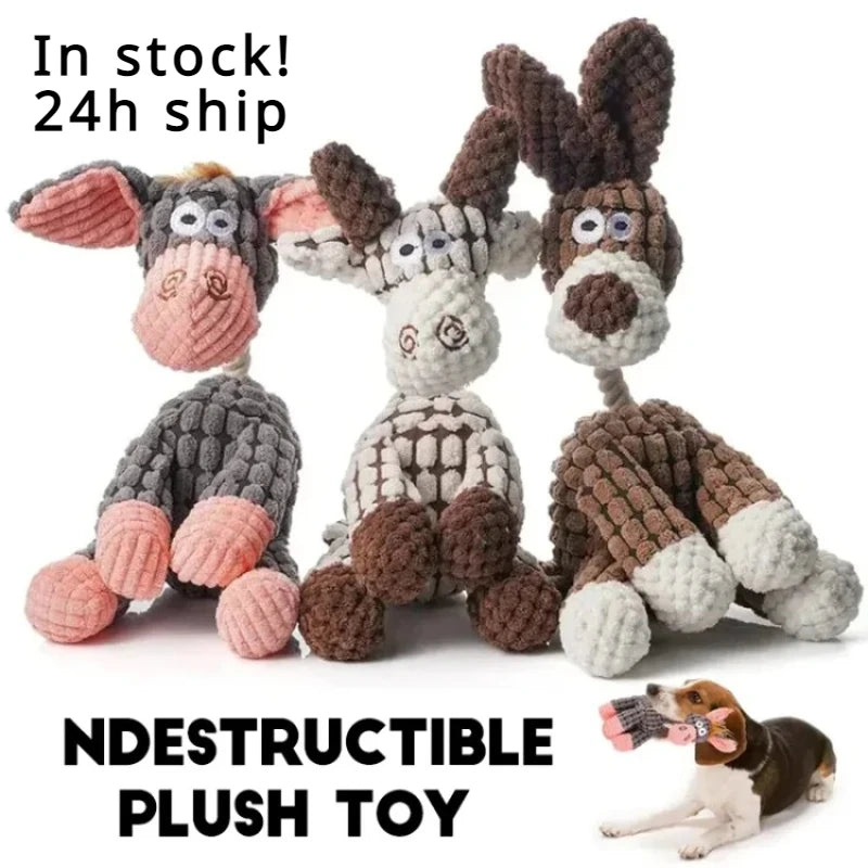 Plush Squeaky Puppy Chew Toy Donkey Design For Small Dogs