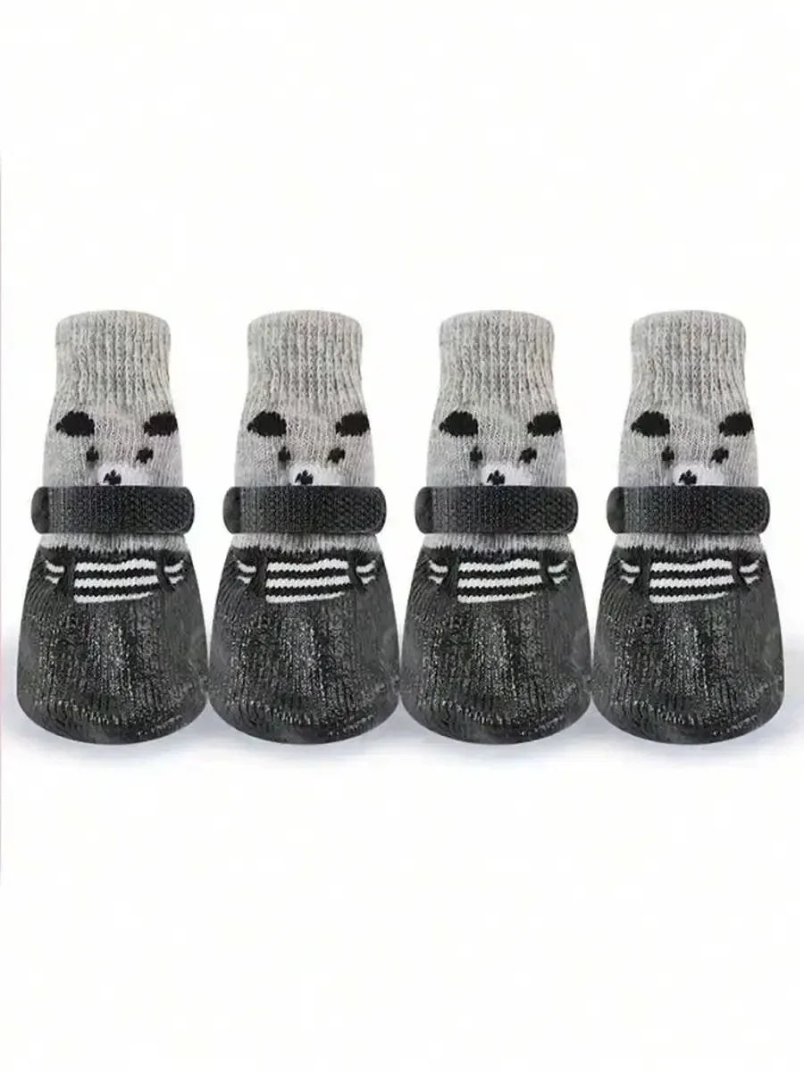 PETSIN Waterproof Dog Cat Boots 4 Piece Set Anti Slip