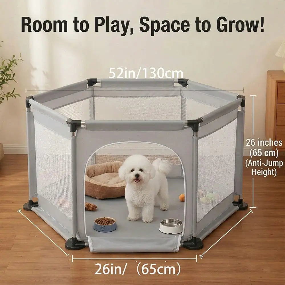 XMSJ Extra Tall Fabric Dog Enclosure With Gate And Removable Roof