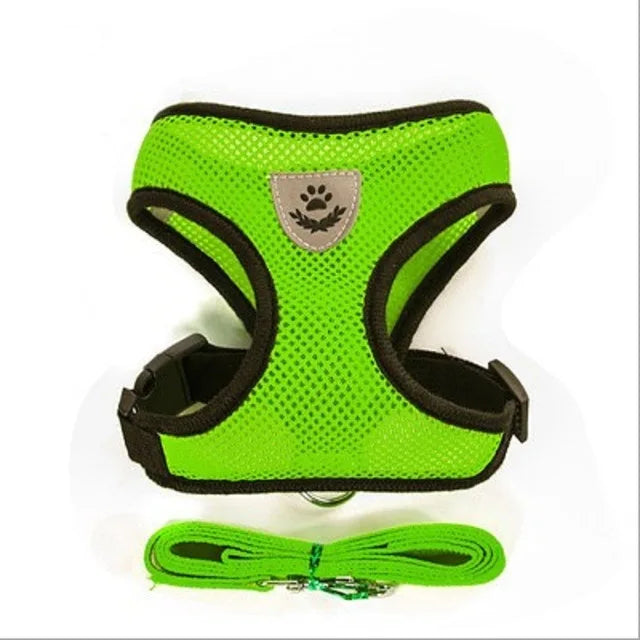 Adjustable Mesh Pet Harness With Leash Reflective For Small Dogs