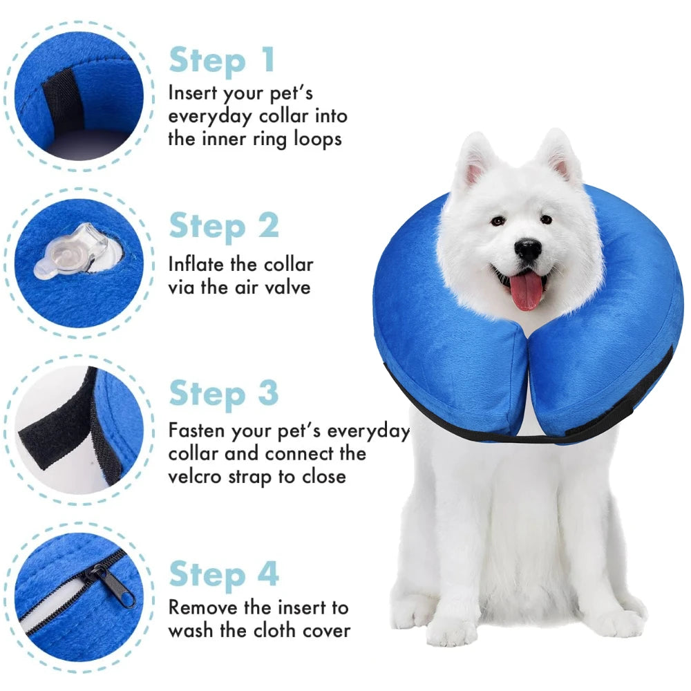 Inflatable Postoperative Pet Recovery Collar for Dogs and Cats
