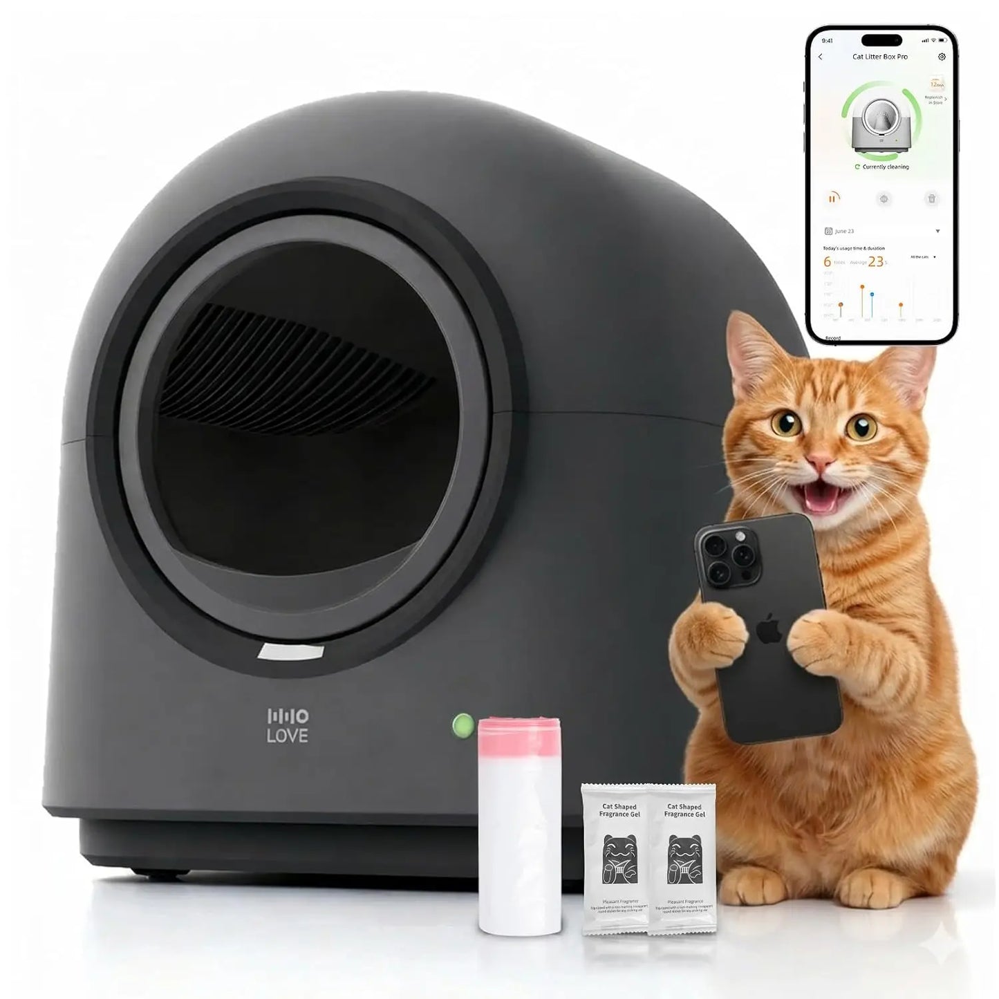 Automatic Self Cleaning Cat Litter Box With Safety Sensors