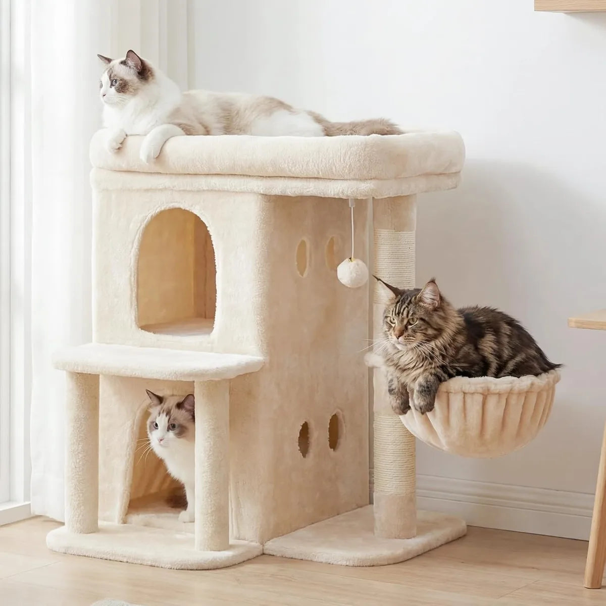 NBVCX Cat Tree With Dual Condos Sisal Posts And Perch
