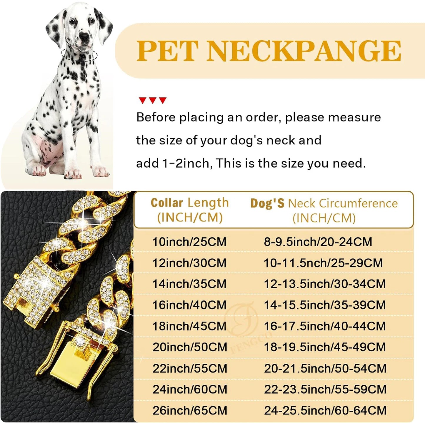 Luxury Stainless Steel Chain Collar for Dogs and Cats
