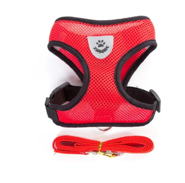 Adjustable Mesh Pet Harness With Leash Reflective For Small Dogs