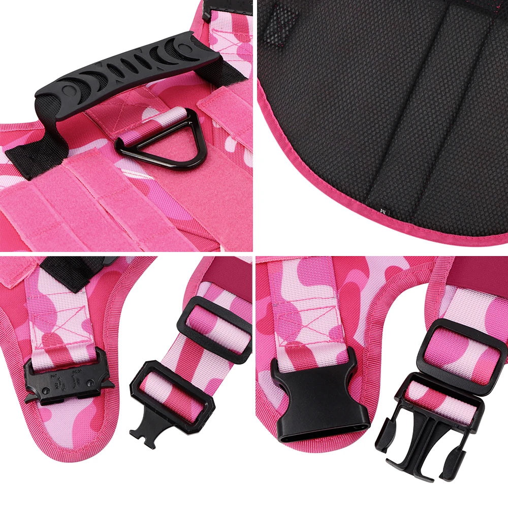 Military Camouflage Dog Harness Vest With Leash For Training