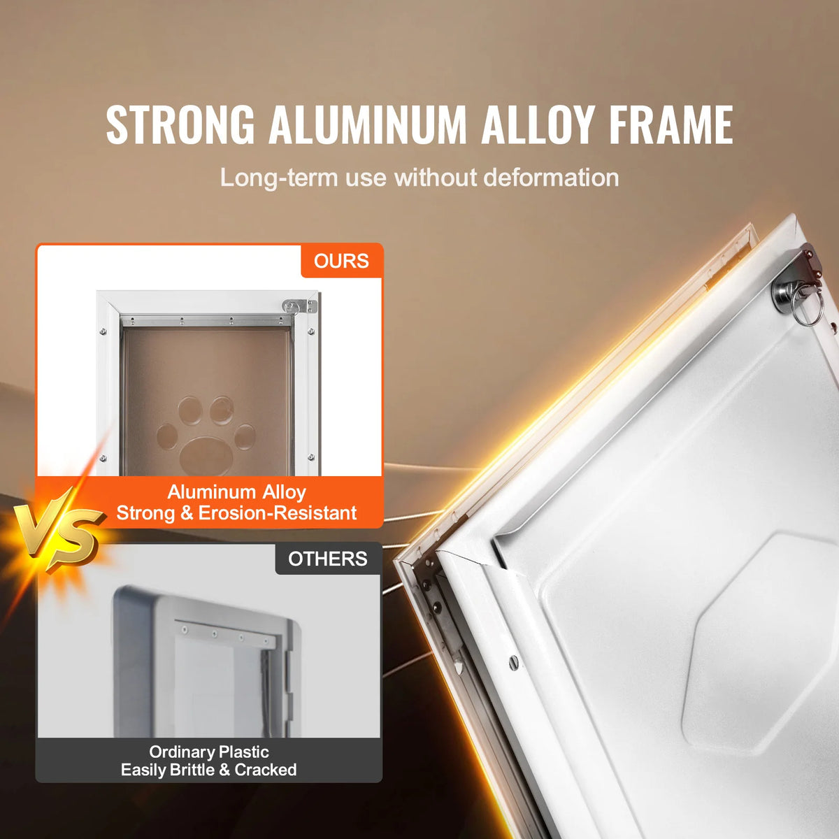 Aluminum Frame Pet Door With Lock And Weatherproof Flap System