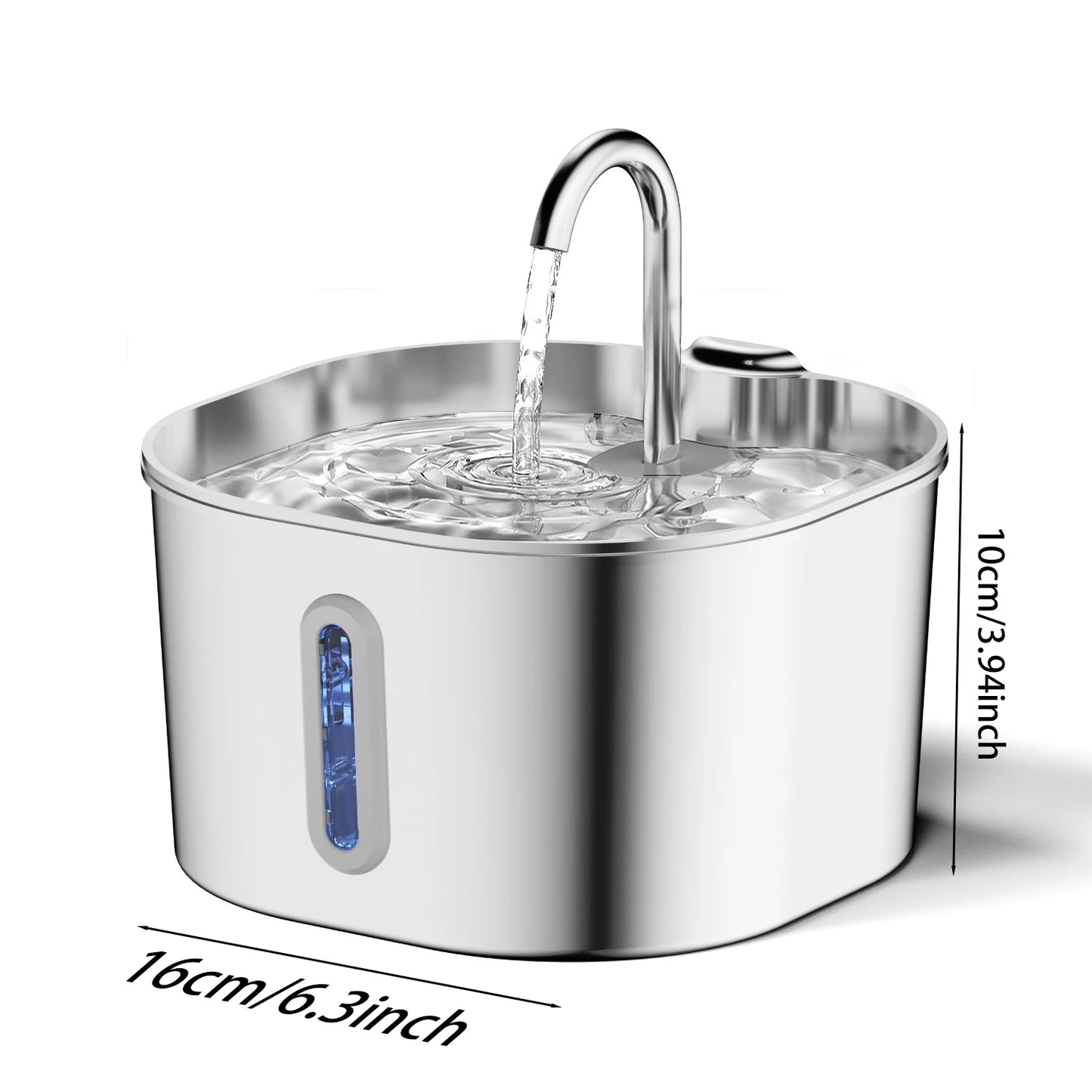 Stainless Steel Automatic Cat Water Fountain With Window