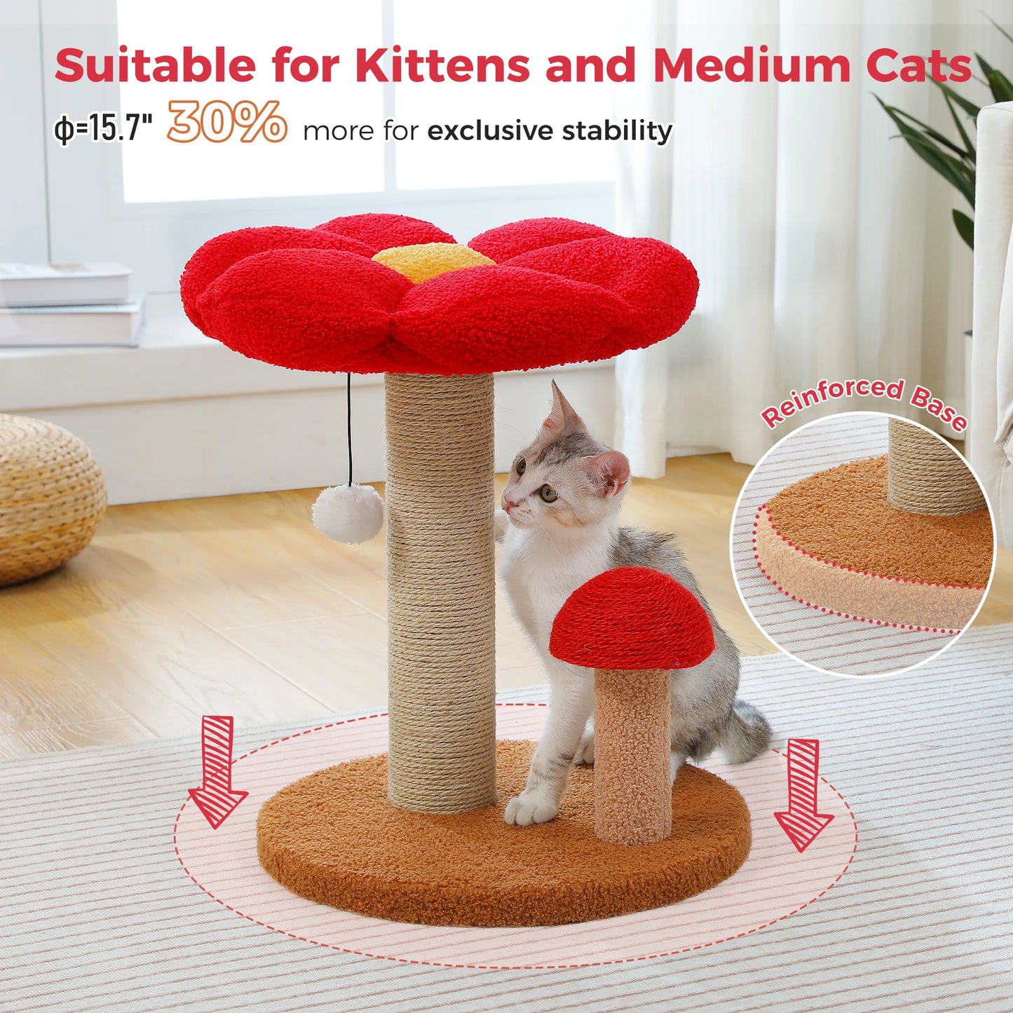 PAWZ Road Small Cat Scratching Posts With Removable Flower Bed