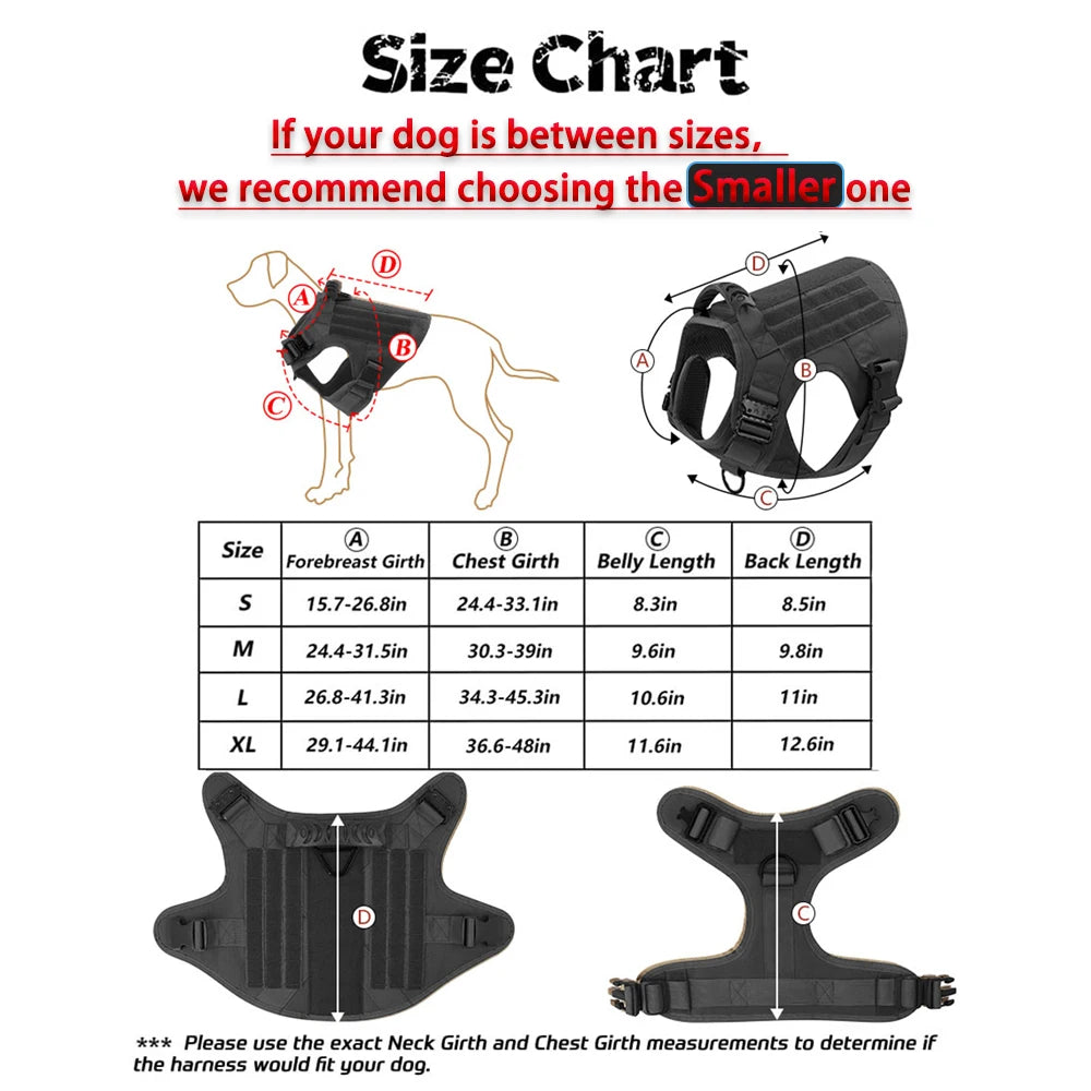 Nylon Tactical Dog Harness Vest With Molle Pouches