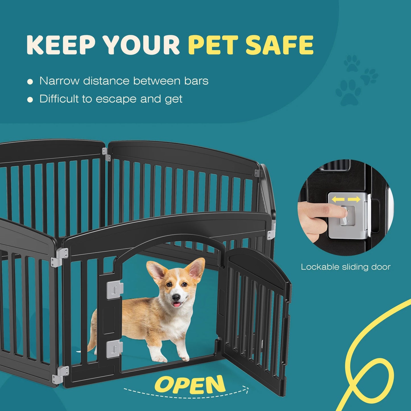 JHK Plastic Dog Playpen Expandable Pet Fence Foldable Indoor Outdoor