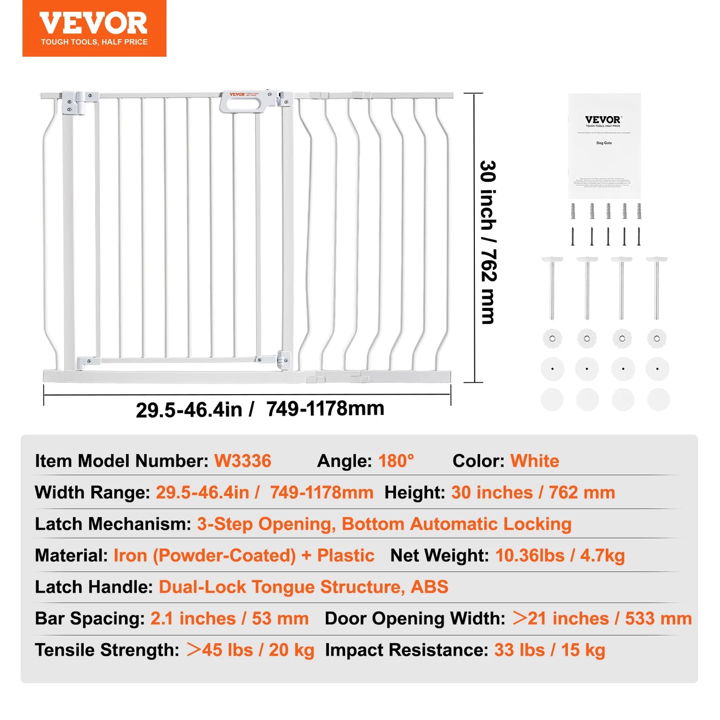 SucceBuy Pressure Mount Baby Gate With Easy Step Walk Thru