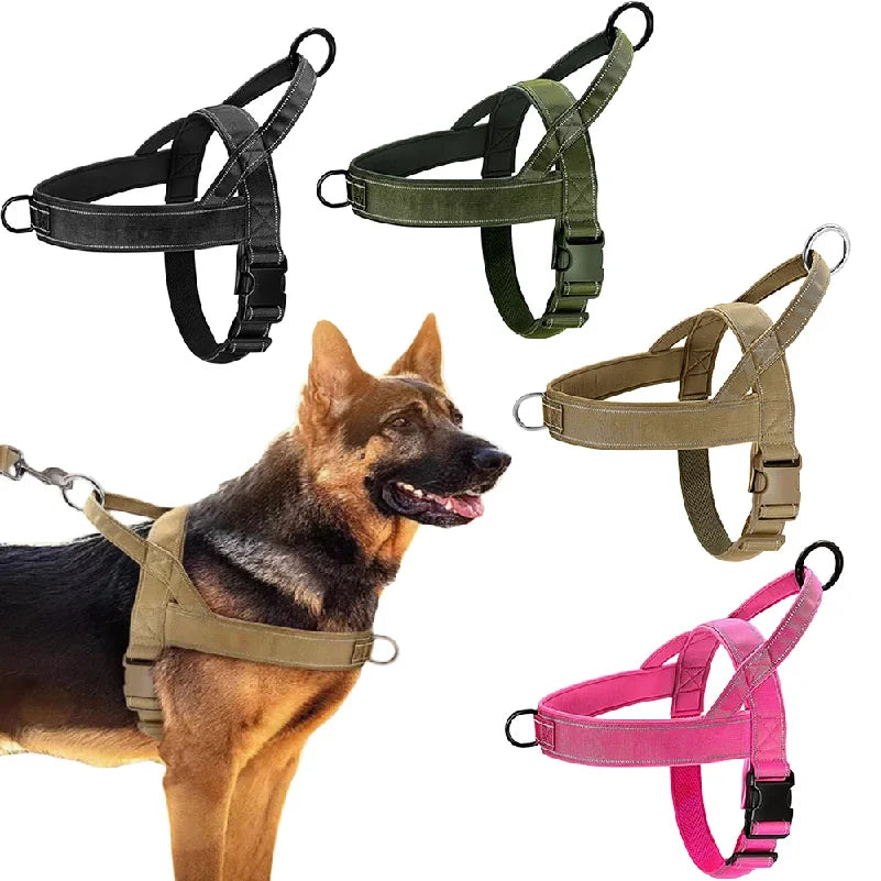 Tactical Anti Pull Dog Harness With Reflective 1000D Nylon