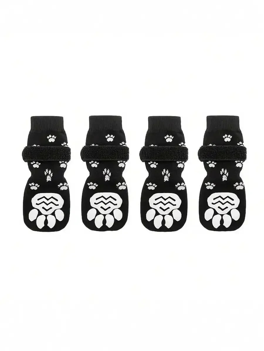 Anti Slip Dog Socks 4 Pack Adjustable Paw Protectors