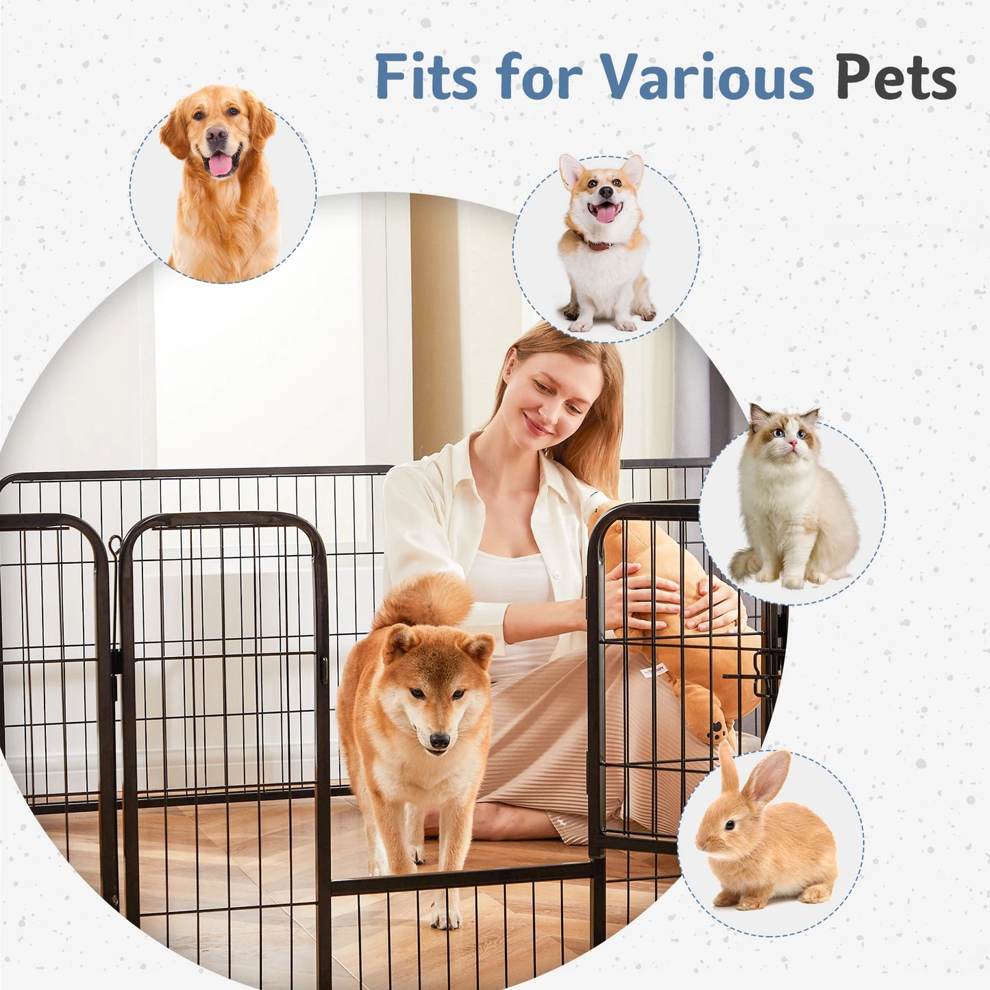 JHK Metal Dog Playpen Foldable for Indoor Outdoor Use