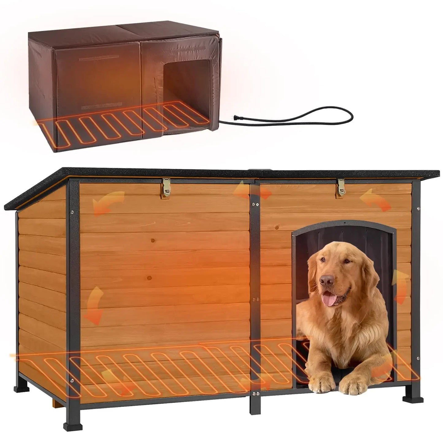 GUTINNEEN Outdoor Heated Dog House With Insulation And Pad