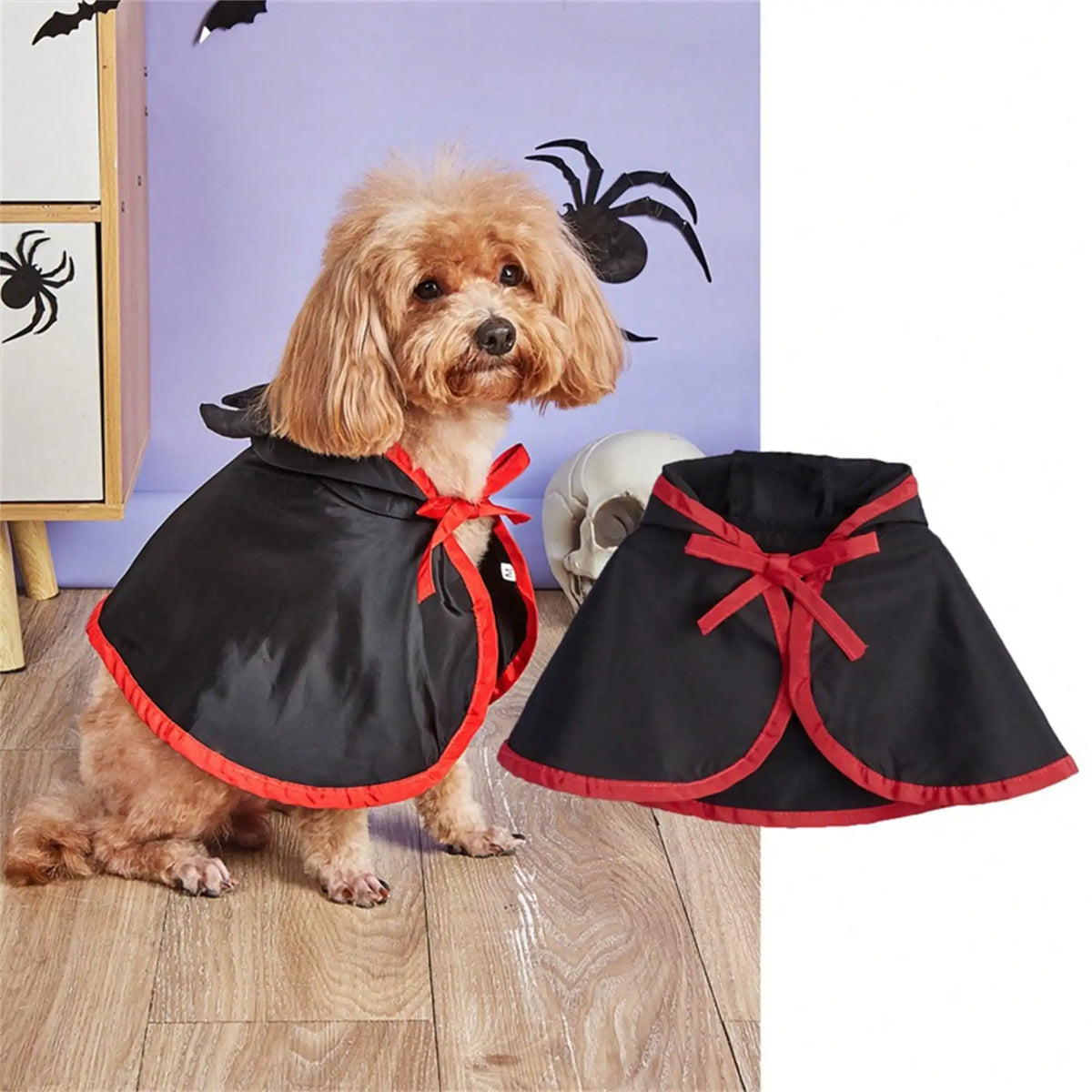 Halloween Dog Vampire Costume Cape With Devil Hat Headband