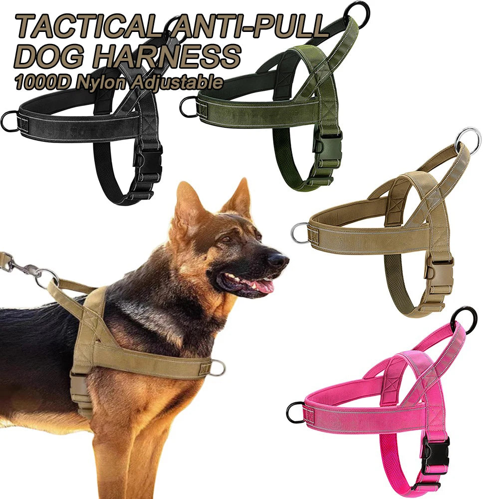Tactical Anti-Pull Dog Harness 1000D Nylon Adjustable