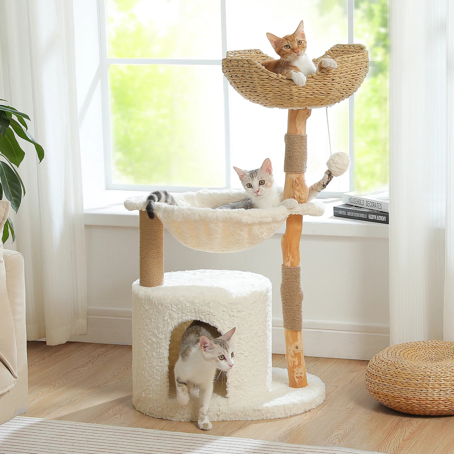 PAWZ Road Modern Cat Tree With Solid Wood Scratching Posts