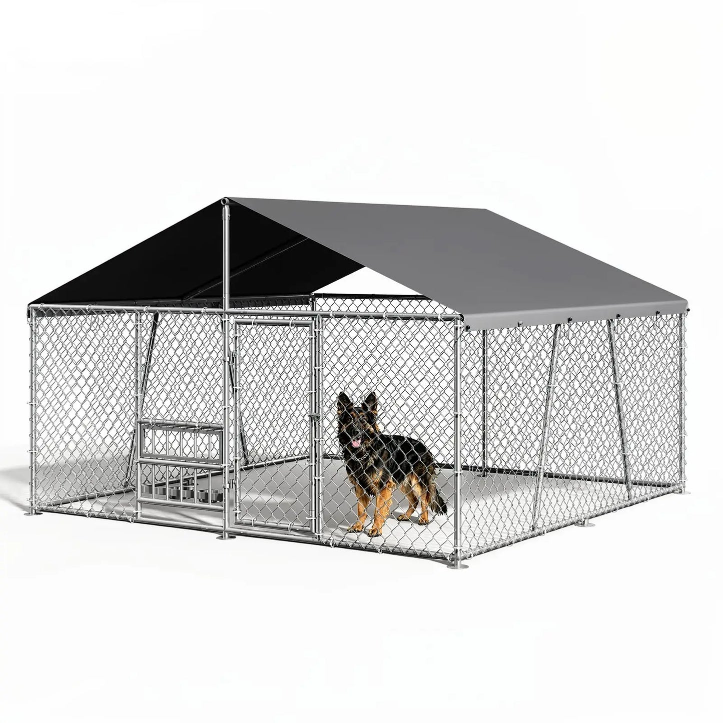 DishyKooker Heavy Duty Galvanized Outdoor Dog Kennel With Secure Locking Door