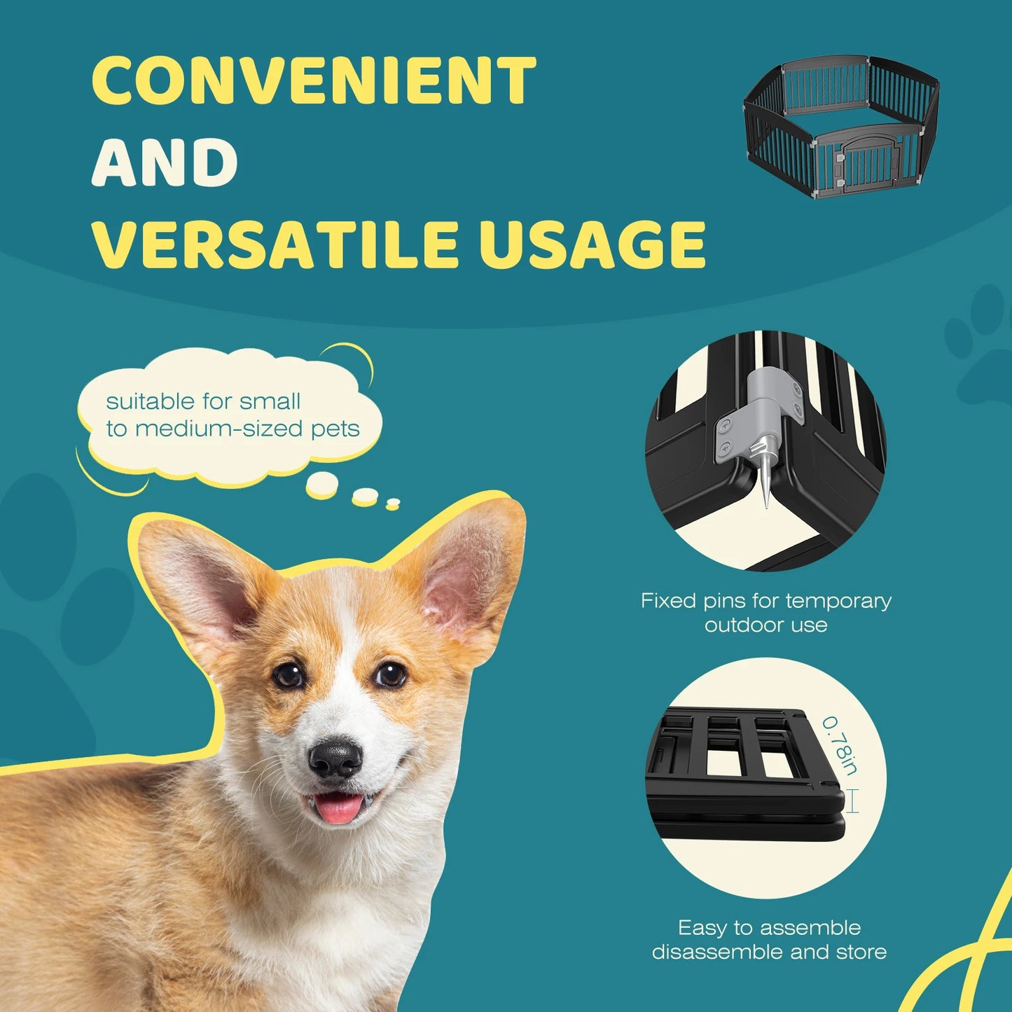 JHK Plastic Dog Playpen Expandable Pet Fence Foldable Indoor Outdoor