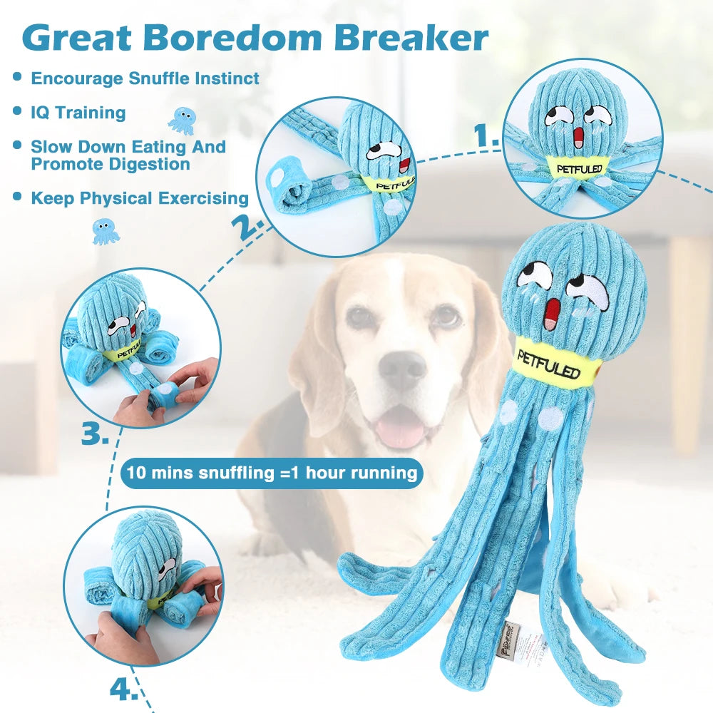 Valentines Day Dog Snuffle Toy Plush Octopus Puzzle Chew Toy