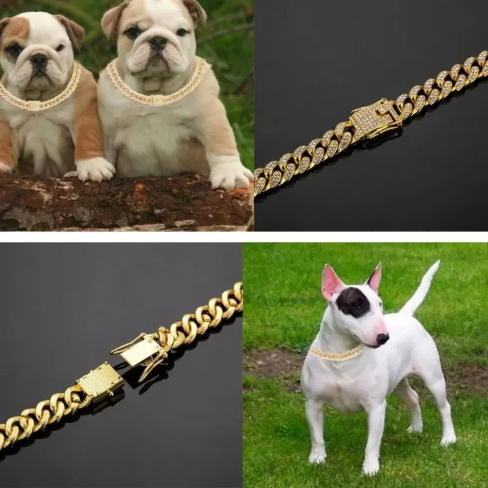 Cuban Chain Stainless Steel Dog Collar With Adjustable Safety Buckle