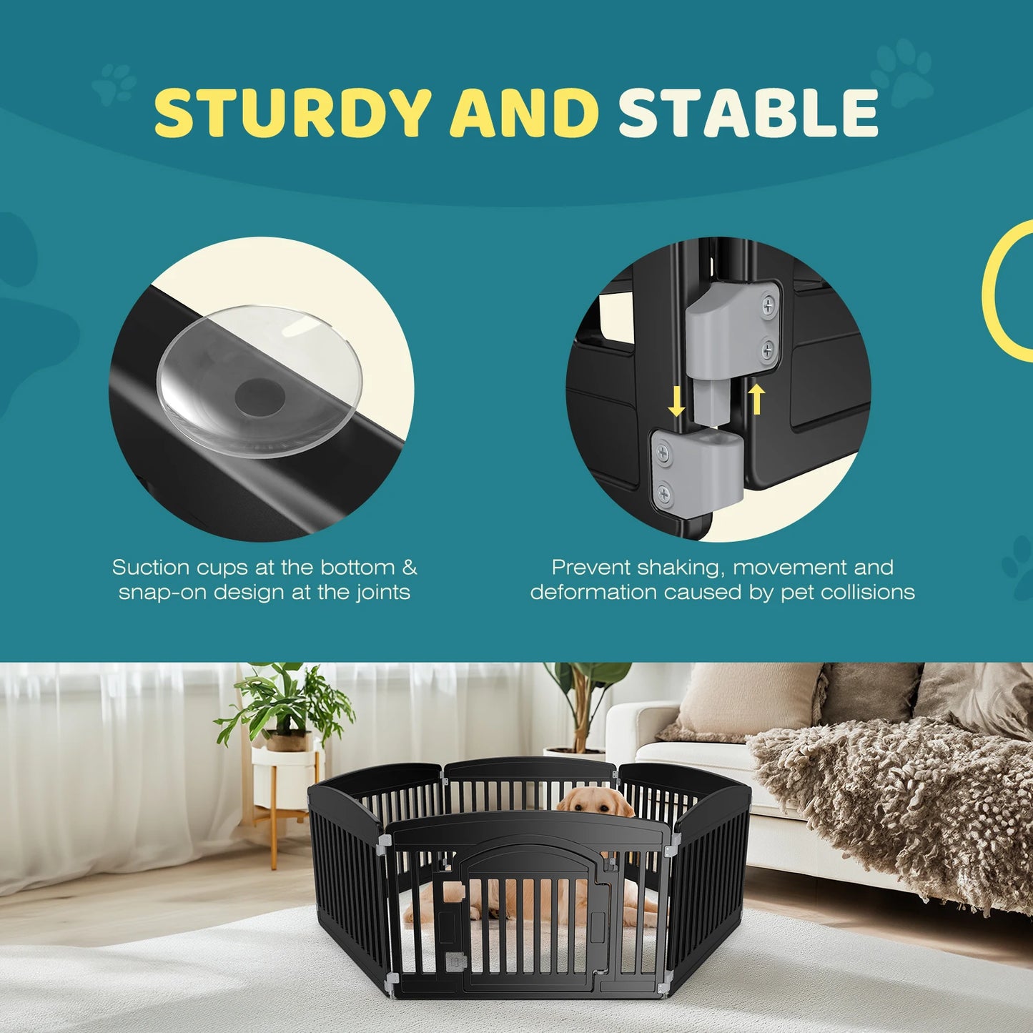JHK Plastic Dog Playpen Expandable Pet Fence Foldable Indoor Outdoor