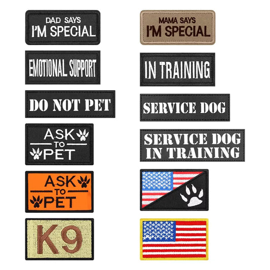 12 Piece Tactical Dog Patch Bundle With Name ID Patches