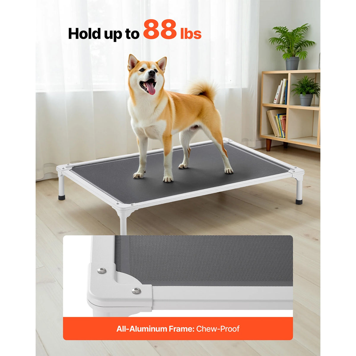 SucceBuy Elevated Dog Bed With Breathable Mesh And Metal Frame