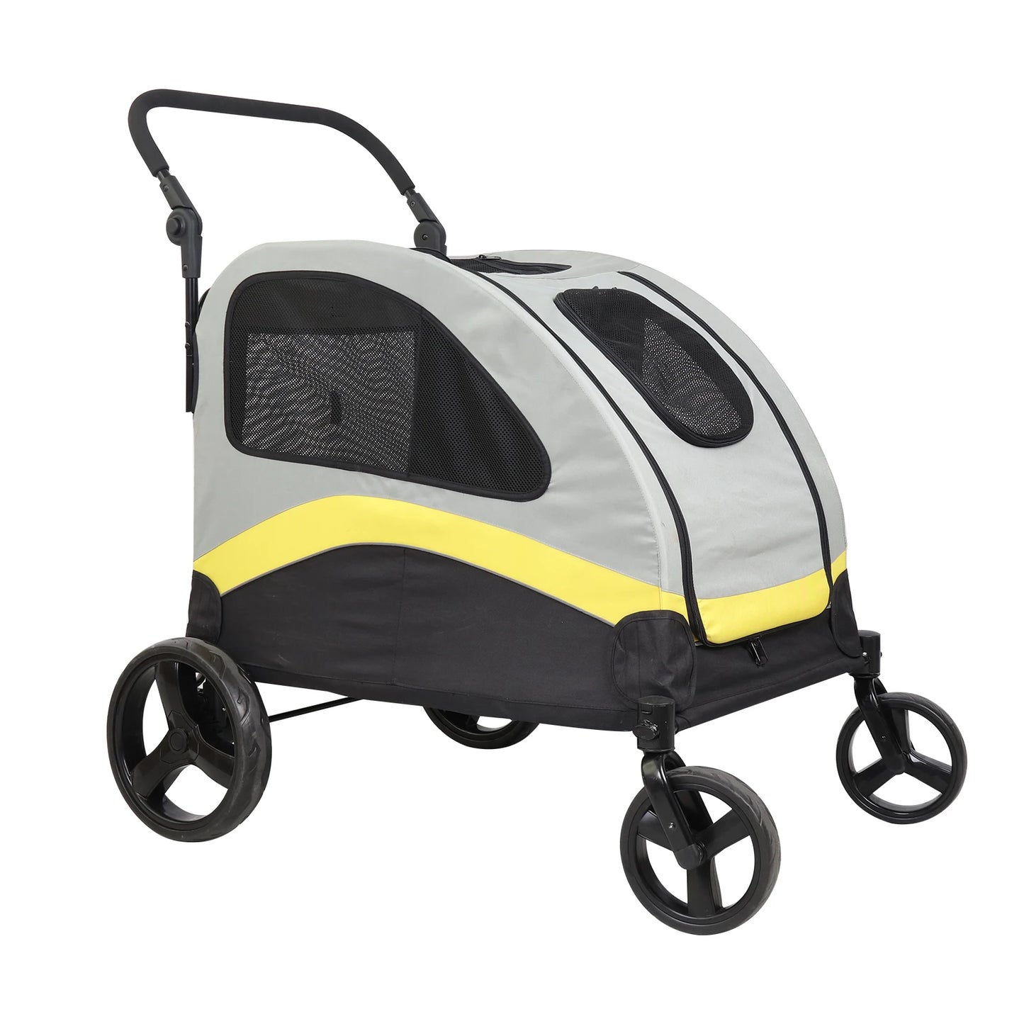 Double Dog Stroller With Zipper Divider And Folding Wheels