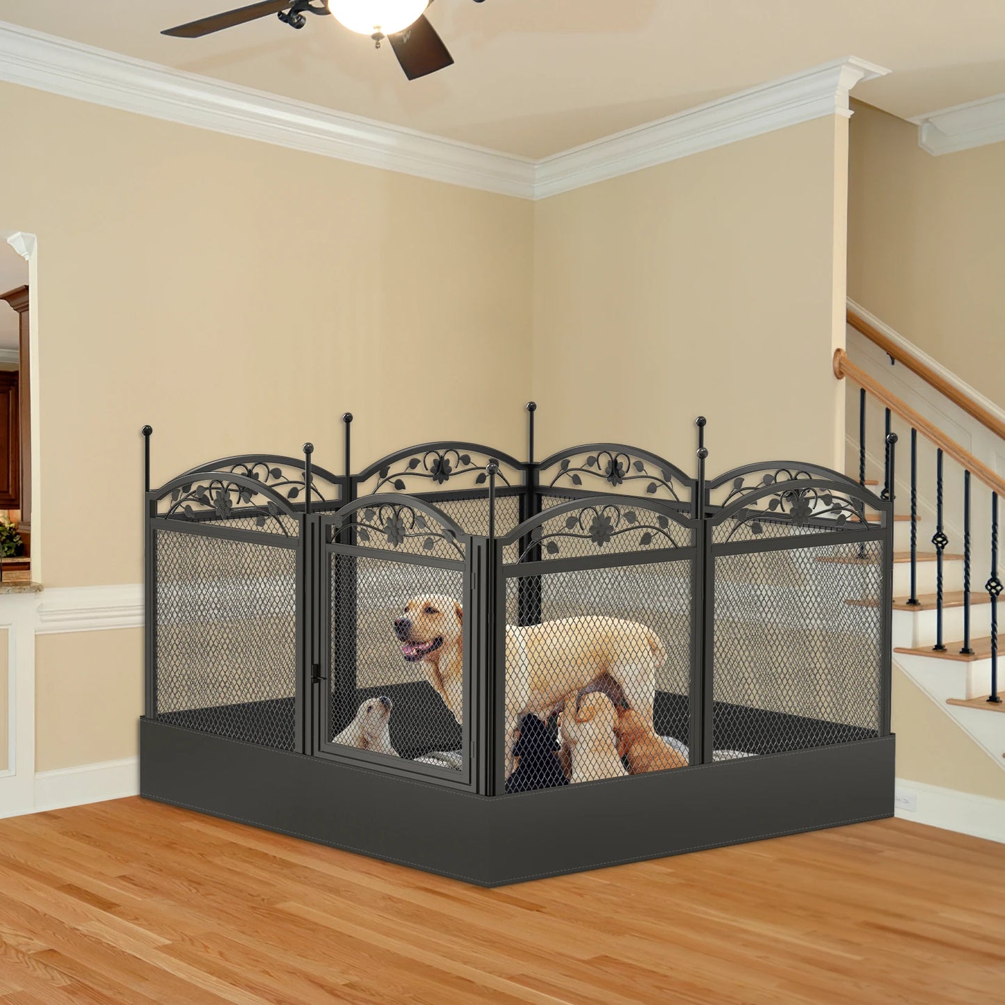 BINGOPAW 8-Panel Heavy Duty Dog Playpen With Waterproof Pad