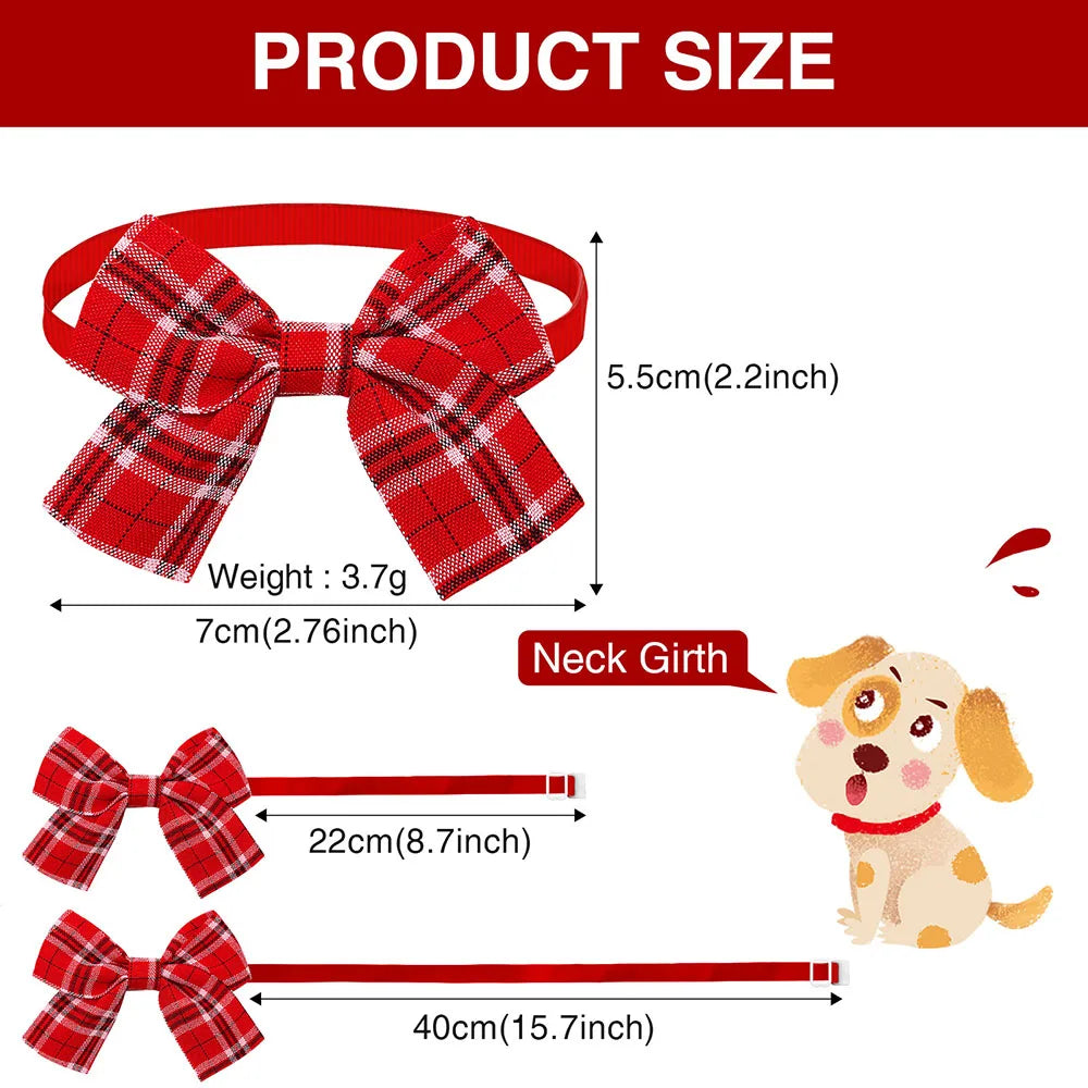 MRUQ Pet 10Pcs Adjustable Plaid Dog Bow Ties Collection