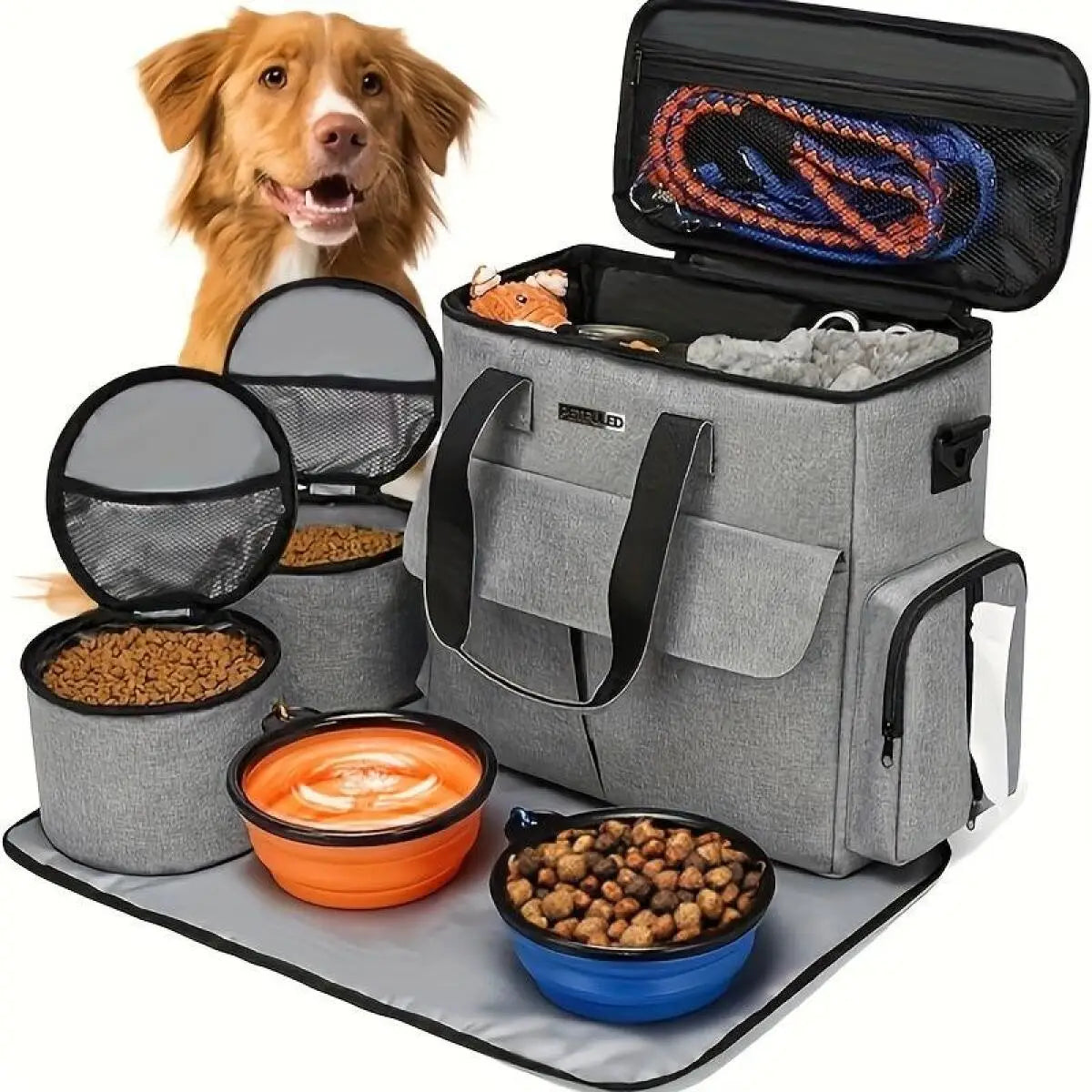 Pet Travel Bag Set Airline Approved Organizer With Multi Function Pockets