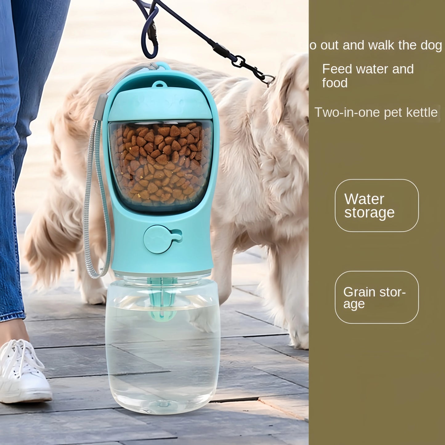 Portable Pet Water Bottle With Storage For Food And Water