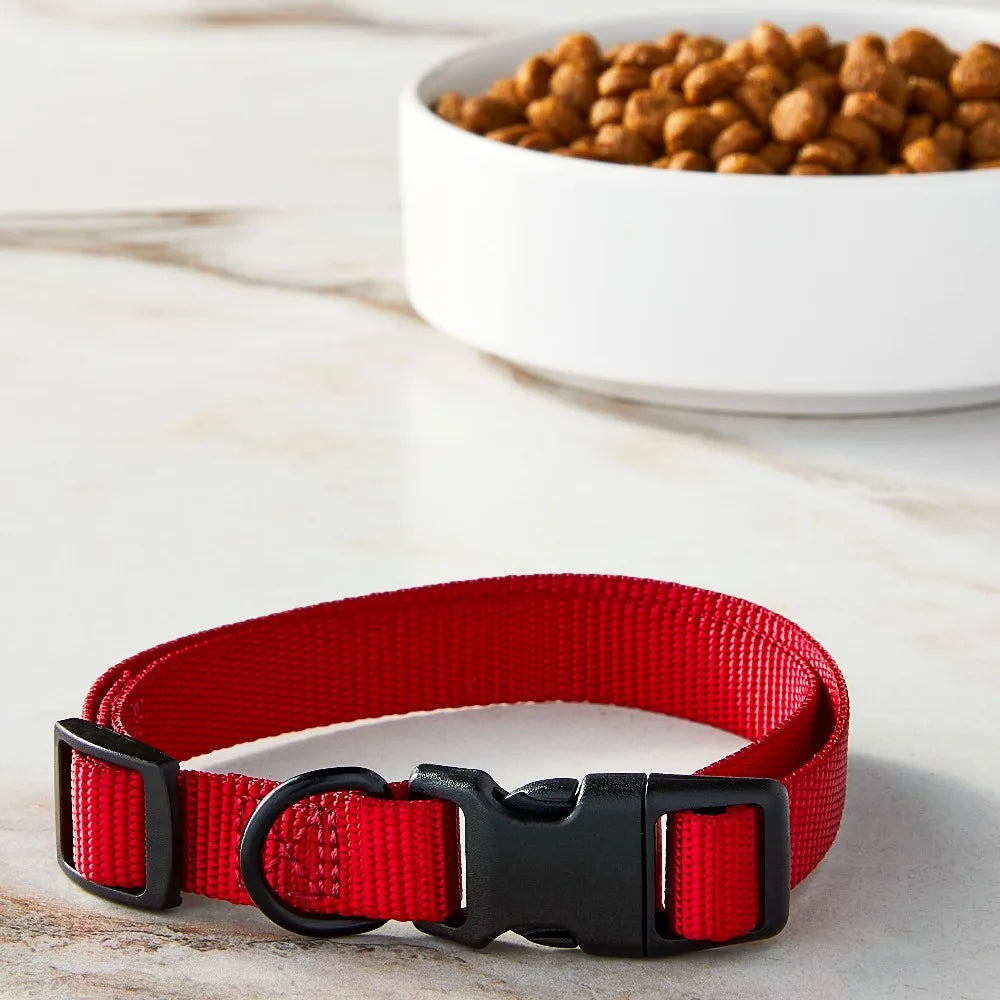 Adjustable Polyester Dog Collar with D Ring and Reflective Stitching