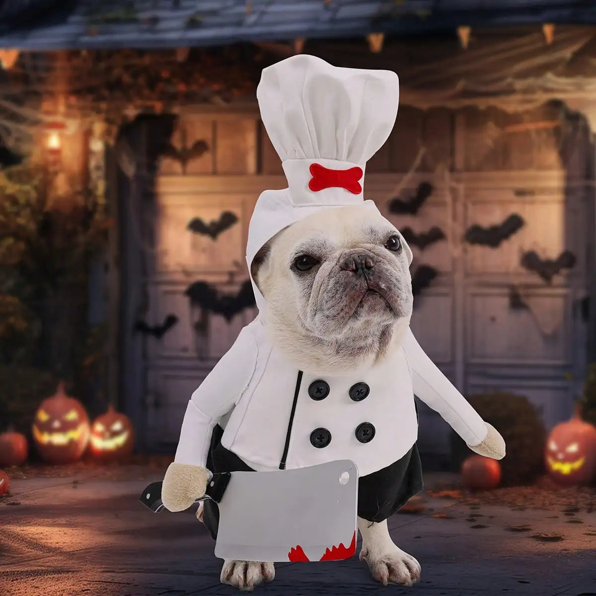 Dog Halloween Chef Costume Outfit With Matching Hat