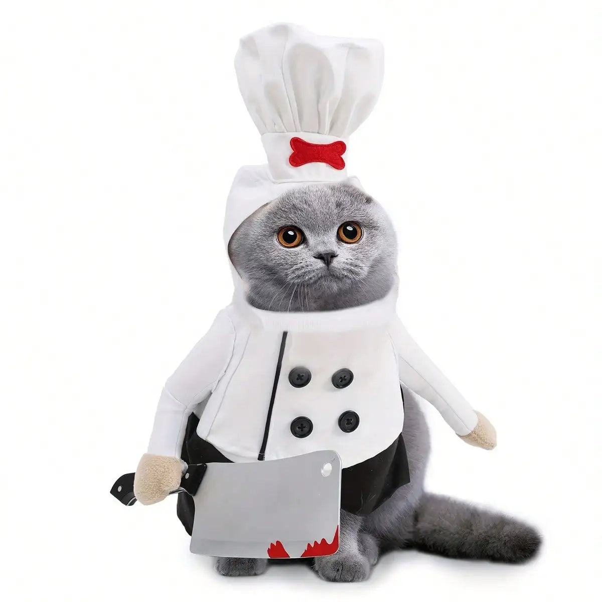 Dog Halloween Chef Costume Outfit With Matching Hat
