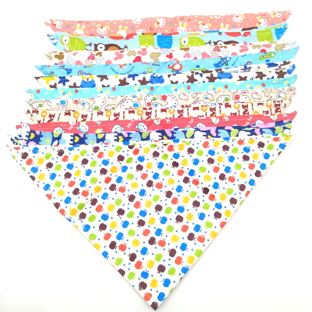 10Pcs Dog Bandanas Set Cotton Bibs Scarf For Large Dogs