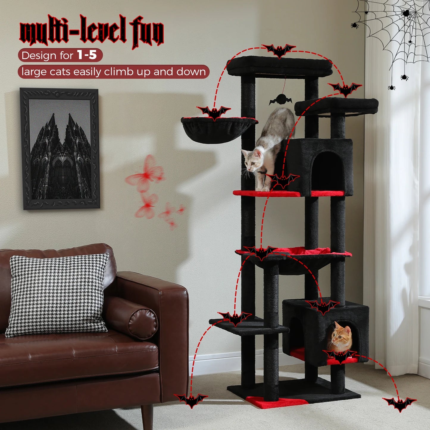 PAWZ Road Cat Tree Tower With Hammock Scratching Posts