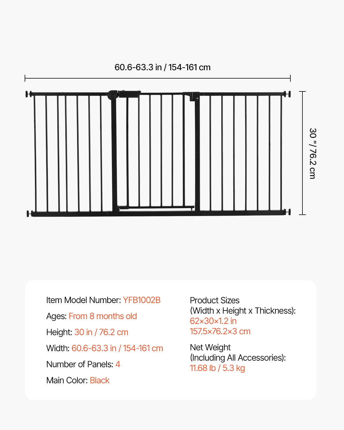SucceBuy Pressure Mount Baby Gate With Easy Step Walk Thru