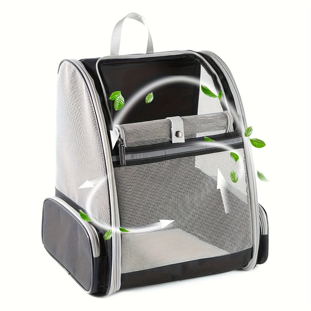 Foldable Ventilated Pet Backpack With Safety Belt For Travel