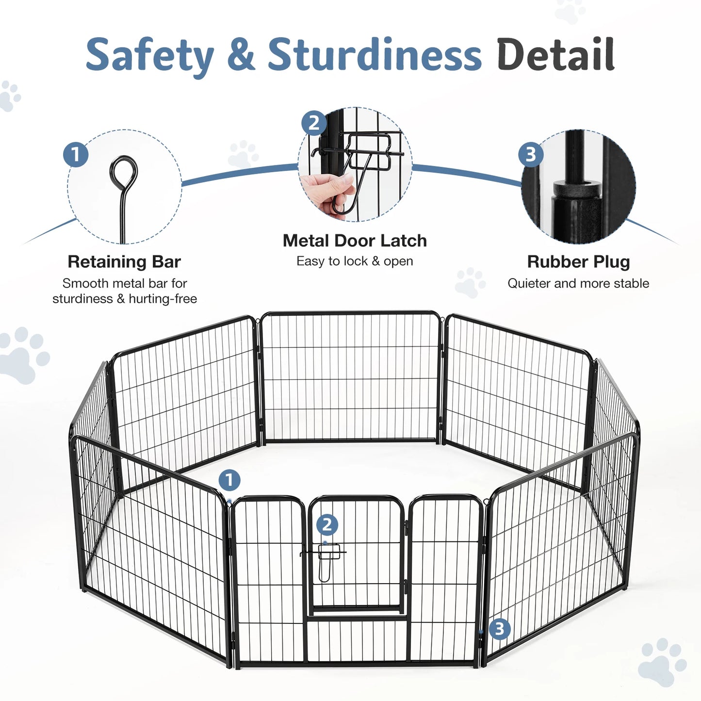 JHK Metal Dog Playpen Foldable for Indoor Outdoor Use